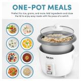 AROMAÂ® Rice Cooker, 3-Cup (Uncooked) / 6-Cup (Cooked), Small Rice Cooker, Oatmeal Cooker, Soup Maker, Auto Keep Warm, 1.5 Qt, White, ARC-363NG - Retail: $20