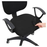 Smiry Printed Office Computer Chair Seat Covers, Stretch Fit Universal Desk Rotating Chair Cover Washable Removable Seat Cushion Protectors - Black - Retail: $10