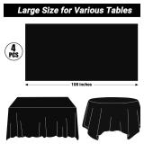 QZYL 4 PCS Picnic Table Cover with Bench Covers, Black Plastic Table Cloths, 54 X 108 in Disposable Waterproof Rectangle Table Covers for Camping Birthdays Weddings Parties Christmas - Retail: $9