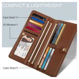 Simikol Ultra Slim Womens Wallet Minimalist Thin Long Leather Bifold Wallet RFID Blocking Card Holder Organizer with Zipper Coin Pocket Ladies Girls Gift Purse, Leopard - Retail: $12