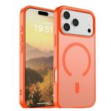 SUPFINE Magnetic for iPhone 17 Pro Max Case (Compatible with MagSafe)(Military Grade Drop Protection) Translucent Matte Shockproof with Anti-Fingerprint Phone Cover 2025,Orange - Retail: $8