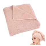 Laojbaba Microfiber Hair Towel Quick Dry Hair Towel Hair Drying Towels Suitable for All Kinds of Hair Ultra Absorbent Long and Thick Hair 20X40inch Lotus Root Pink (1pcs) - Retail: $9