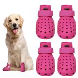 Dog Shoes for Hot Pavement, Non-Slip Waterproof Dog Boots, Dog Booties for Large Dogs, Easy ON & Off Adjustable Boots for Winter Snowy Day and Beach Outdoor Rose Pink, Size L: (2.95x2.55ââ)(