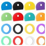 Vibit 16 Pack Colorful Plastic Key Cap Tags and Identifier Covers for Standard Flat House Keys, 2 Styles - Retail: $4
