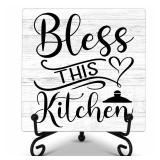 GOLRMC Kitchen Counter Decor, Table Decorations for Dining Room, Blessd Sign, Fun Farmhouse Kitchen Wooden Plaque with Iron Stand for Table Shelf Display-A02 - Retail: $12