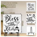 GOLRMC Kitchen Counter Decor, Table Decorations for Dining Room, Blessd Sign, Fun Farmhouse Kitchen Wooden Plaque with Iron Stand for Table Shelf Display-A02 - Retail: $12