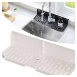 Folding Faucet Mat for Kitchen Sink Splash Guard[5Â° Slope Fast Self-draining][Snap Lock Fit] Kitchen Sink Faucet Mat Splash Guard - Retail: $10