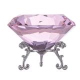 QIANCHANG Pink Crystal Diamond Paperweight 80mm Large Faceted Glass Diamonds Prisms Jewels Gemstones for Home Wedding Table Decoration - Retail: $14