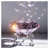 QIANCHANG Pink Crystal Diamond Paperweight 80mm Large Faceted Glass Diamonds Prisms Jewels Gemstones for Home Wedding Table Decoration - Retail: $14