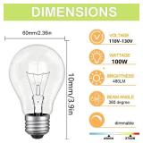 RESISPA 100 watt Incandescent Light Bulbs,A19 Clear Incandescentt Rough Service Light Bulb,Dimmable Medium E26 Base Light Bulbs,A19 Incandescent Light Bulb,2700K Warm White,100 WATT Bulbs (2) - Retail