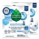 Seventh Generation Dishwasher Detergent Packs Free & Clear Pack of 2 for sparkling dishes Dishwasher tabs 45 count - Retail: $30
