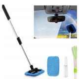 Missing Pieces ASAHEL Car Windshield Cleaning Tool Inside Window Cleaner Defogger Brush Kit Microfiber Cloth with Extendable Handle Auto Glass - Retail: $9
