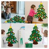 jollylife 3ft DIY Felt Christmas Tree Set + Snowman Advent Calendar - Xmas Decorations Wall Hanging 33 Ornaments Kids Gifts Party Supplies - Retail: $18