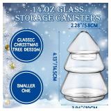 Sliner Christmas Tree Candy Jars Glass Cookie Jars with Lids Lovely Christmas Tree Jar Bowl Food Storage Container for Xmas Festival Holiday Party Gift Table Decoration(5.71 x 3.94 Inch,Clear)