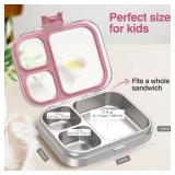 HOMEKOL Stainless Steel Lunch Box, 3 Compartments Metal Bento Box for Kids Adults, Leak-Proof Lunch Box for School Office, Dishwasher Safe, BPA-Free, Tritan Lid, Pink - Retail: $40