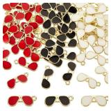 HOBBIESAY 60Pcs Mini Enamel Pendants Golden Glasses Sunglasses Charm Colored Eyeglass Gold Plated Pendants Accessories for Earrings Necklaces Jewelry Making DIY Crafting - Retail: $11