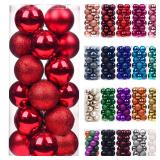 Emopeak 24Pcs Christmas Balls Ornaments for Xmas Christmas Tree - Shatterproof Christmas Tree Decorations Hanging Ball for Holiday Wedding Party Decoration (Red, 2.5\"-6.2CM) - Retail: $18
