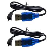 Blomiky 2 Pack 3.7V Lithium Battery Charger Cable with SM-2P Plug Connector for Mini RC Amphibious Stunt Car Boat Trucks 1S Li-ion and Li-Po Battery / 3.7V USB 2 - Retail: $6