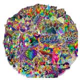 Neon Cheetah Stickers 60Pcs Rainbow Cheetah Vinyl Waterproof Leopard Print Stickers Neon Rainbow Leopard Jungle Safari Animal Decals for Laptop, Guitar, Water Bottles, Car, Bumper, Luggage, Phone - Re