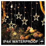 ZBPP 12 Stars 138 LED Fairy Tale Lights Star String Lights Star Curtain Lights with Timer 8 Mode Memory Function, Hangable, Suitable for Christmas, Wedding, Party, Home Decoration, Warm White - Retail