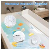 2.62FT Bathtub Splash Guard with Strong Suction Cups, Silicone Toy Tray Caddy Holder Storage for Kids, Water Leak & Splash-Proof, Suitable for Kitchen Sinks and Bathroom bathtubsï¼Greyï¼ - Ret