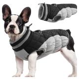 FUAMEY Dog Coat for Small Dogs,Waterproof Dog Winter Jacket with Harness Built in Puppy Cold Weather Coats Reflective Pet Vest with Zipper Warm Fleece Dogs Snowsuit Windproof Black XS - Retail: $31