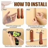 CroBlissful 6 Pcs Leather Curtain Rod Holders PU Leather Curtain Rod Bracket Mounted Loop Straps with Screws and Plastic Wall Plugs, Boho Pole Hanger Hook for Towel Oar Home Wall Display Decor(Brown) 