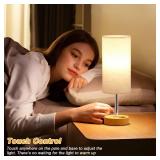 Dicoool Touch Bedside Table Lamp with USB - 3 Way Dimmable Wood Lamp for Bedroom Nightstand, Desk Lamp with Charging Station for Dorm, Living Room, Office, Kids Room, Small, 14in - Retail: $23