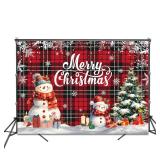 Mocsicka Merry Christmas Backdrop Xmas Red and Black Buffalo Plaid Party Decorations for New Year Holiday Party Supplies for Family Photography Background (7x5ft(82\"x60\")) - Retail: $9