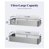 Kitsure Shower Caddy - 2 Pack Adhesive Shower Organizer, Rustproof Metal Shelves, No-Drill Bathroom Organizers and Storage, Silver Grey, Large - Retail: $25