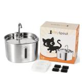 KittySpout Stainless Steel Cat Water Fountain Automatic Drinking Fountain, Quiet Circulating Water Bowl, Dishwasher Safe, Indoor Pet Fountain for Hydrated Healthy Cats (Stainless Steel, 2.2L Corded) -