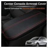 LEXLEY Armrest Box Cover Center Console Pad Waterproof Anti-Scratch Leather Protector Covers For Chevrolet Equinox 2018 2019 2020 2021 2022 2023 2024 -Red Stitches - Retail: $23