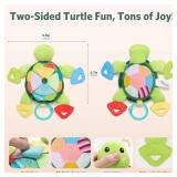 Turtle Baby Sensory Toy, 6 in 1 Montessori Tummy Time Toys Texture Toys, Flip Scales & Multi-Textured Belly & Rattle Squeaker Teethers, Early Educational Toys Baby Boy Girl Shower Gifts Birthday Gifts