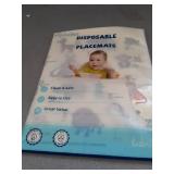 Babebay Disposable Placemats for Baby, 60 Pack Sticky Toddler Placemat for Restaurants, Dining Table, Party, Travel, 12\" x 18\" with 3 Designs - Retail: $12