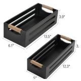 LotFancy Bathroom Decor Box, 2 Pack Toilet Tank Topper Basket, Wooden Bathroom Basket, Back of Toilet Storage Basket, Black Farmhouse Toilet Paper Holder - Retail: $25