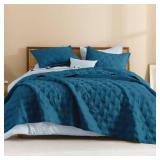 Litanika King Size Quilt Bedding Set - Teal Lightweight Comforter Bedspreads & Coverlets Turquoise - Bedding Cover Bed Decor All Season - 3 Pieces (1 Quilt, 2 Pillowcases) - Retail: $34