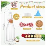 Baderke 12 Pack 750 ml Christmas Plastic Coquito Bottles 25 oz Christmas Empty Wine Champagne Bottles with Lids Heat Shrink Caps Stickers Labels for Homemade Coquito Drinks Xmas Party (Multicolor) - R