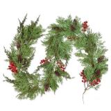 Christmas 6Ft Pine Garlands Garland, Realistic Artificial Faux Greenery Garland with Pine Cone and Berry for Mantle Holiday Indoor Outdoor Fireplace Winter Christmas Decor - Retail: $25
