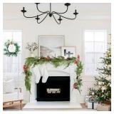 Christmas 6Ft Pine Garlands Garland, Realistic Artificial Faux Greenery Garland with Pine Cone and Berry for Mantle Holiday Indoor Outdoor Fireplace Winter Christmas Decor - Retail: $25