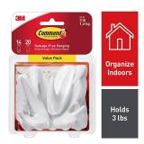 Command Medium Designer Hooks, White 14 Hooks, 20 Strips
