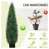 $100 4FT UV-Resistant Artificial Cedar Tree, Outdoor Potted Topiary (2)