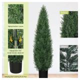$100 4FT UV-Resistant Artificial Cedar Tree, Outdoor Potted Topiary (2)