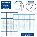 SwiftGlimpse 2026 Wall Calendar, 24x36, Erasable Laminated, Navy