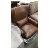 Emerald Genuine Leather Wingback Accent Chair - Retail: $1,499