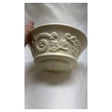 White Ceramic Bowl with Raised Rose Pattern White Ceramic Bowl with Raised Rose Pattern