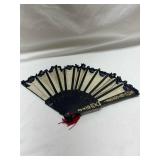 Hand-Painted Oriental Style Folding Fan with Lace Trim Hand-Painted Oriental Style Folding Fan with Lace Trim
