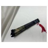 Hand-Painted Oriental Style Folding Fan with Lace Trim Hand-Painted Oriental Style Folding Fan with Lace Trim