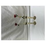 Brass vases with Red Rose Detail Brass vases with Red Rose Detail