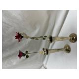 Brass vases with Red Rose Detail Brass vases with Red Rose Detail