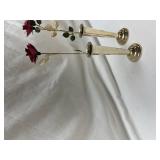 Brass vases with Red Rose Detail Brass vases with Red Rose Detail